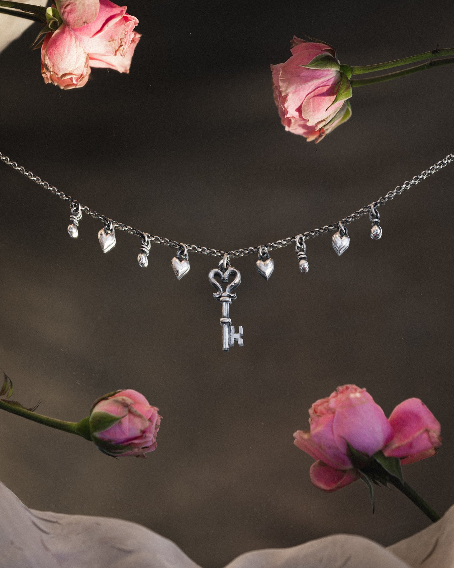 Heart Key Charm Necklace