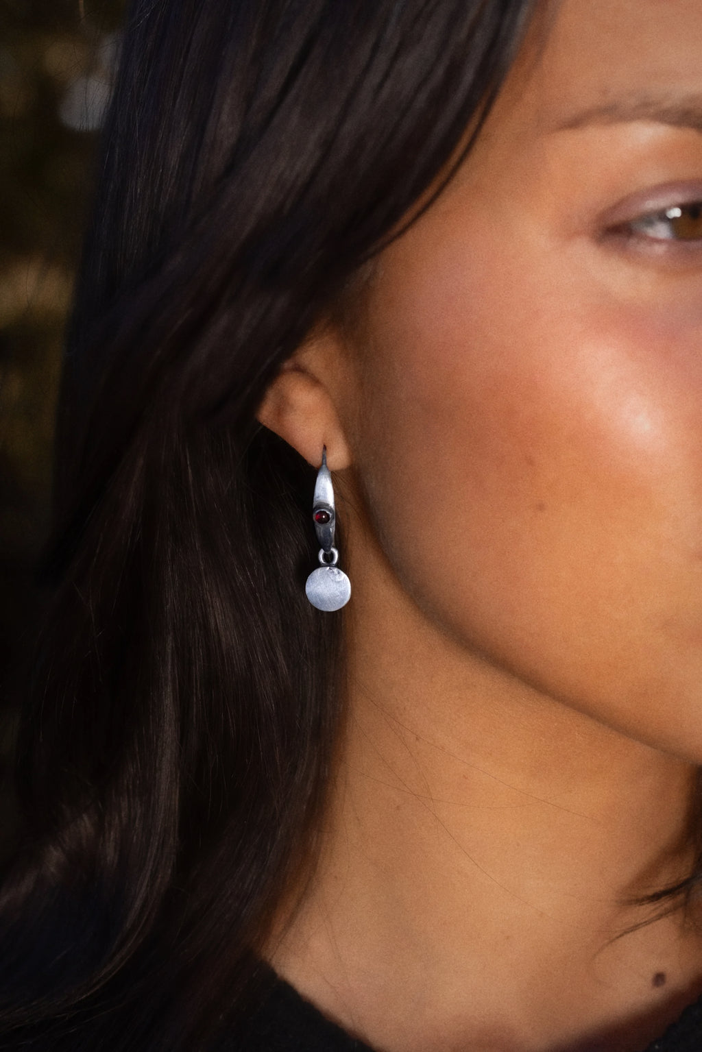 Garnet Medallion Earrings